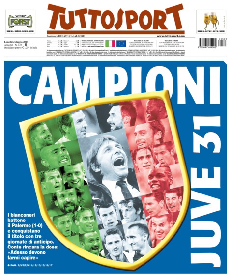 prima pagina scudetto 31 juventus